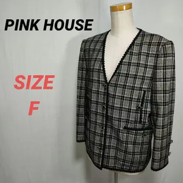 PINK HOUSE 핑크하우스 노카라 자켓 체크 여성용