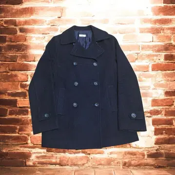 울 100% HusHusH 더블 브레스트 피 코트