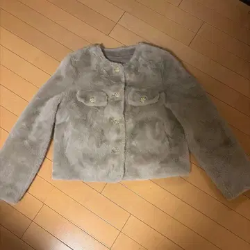 퍼 자켓 베이지 복슬복슬 포근 따뜻 노카라 M