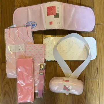 후리소데 기모노 기모노 액세서리 6점 세트 핑크
