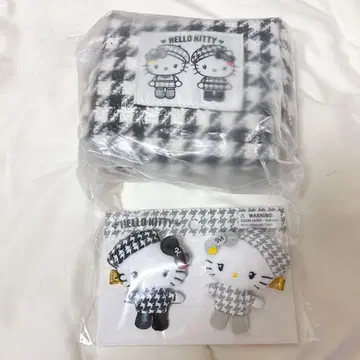 미개봉 새상품 산리오 흑백 걸리시 쌍둥이 코디 파우치, 헤어 클립 세트