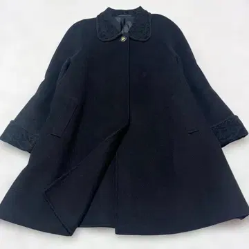 울 혼방 A라인 더블 페이스 롱 코트 일본제 옷깃 소매 자카드 원단