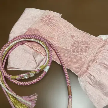 허리띠와 오비 장식 천 세트 핑크 순수 실크 후리소데