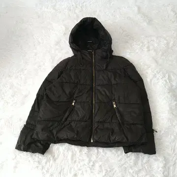 ZARA 자라 후드 부착 다운 자켓 XL 드로 코드 블랙