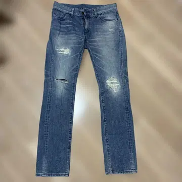 BLACK RIDER 라이트 블루 데미지 가공 스트레이트 청바지