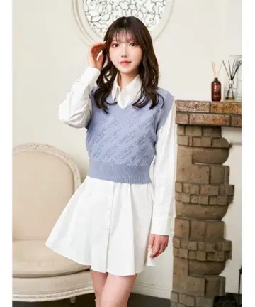 오블리크 로고 베스트 셔츠 원피스