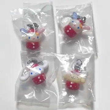 산리오 딸기 메지루시 액세서리 우사하나 시나몬 폼폼푸딩 4점