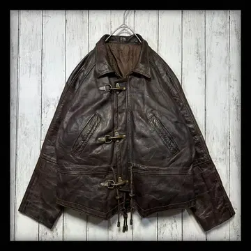 [ 짧은 기장 파이어맨 자켓 ] 가죽 자켓 천연 가죽 빈티지 레어 M