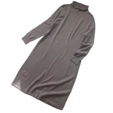 띠어리 럭스 울 하이넥 롱 원피스 슬릿 브라운 38