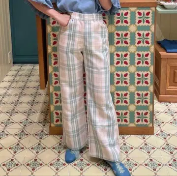 poppy tokyo 아사기니뇨 체크 플레어 팬츠 M 사이즈