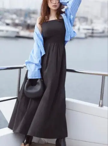 SNIDEL 백 오픈 캐미 개더 드레스 사이즈 0 블랙