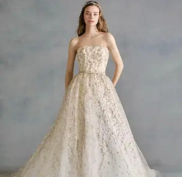 추노아 웨딩 오버 드레스 글리터 골드