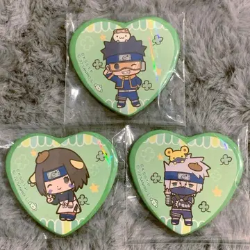 NARUTO 산리오 홀로그램 하트형 캔뱃지 오비토 카카시 린