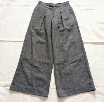 유니클로 C 트위드 턱 와이드 팬츠 사이즈 64 블랙 계열 헤링본