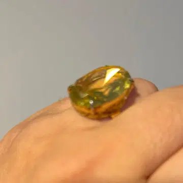 옐로우 컬러 수정 금 도금 반지 대형 시트린