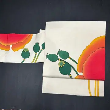 나고야 오비 수제 염색 화이트 시오제 순수 실크 꽃 so235