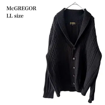 맥레거/케이블 니트 가디건/숄카라/울/XL/블랙
