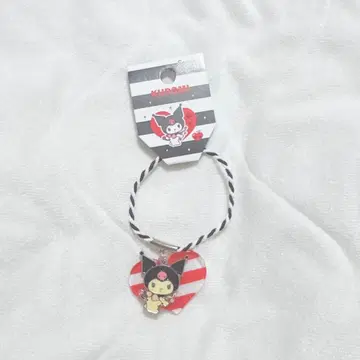 산리오 쿠로미 포니테일 홀더 스트라이프 하트 빨간색 머리끈 2008