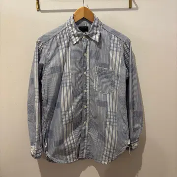 CORONA 스트라이프 체크 클레이지 긴팔 셔츠 밴드 포함 일본제