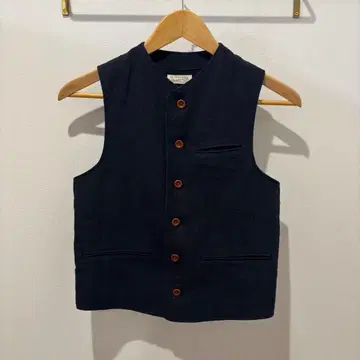 BEAMS BOY 네이비 지레 베스트 린넨