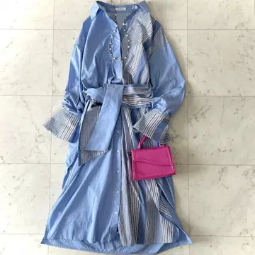 새상품급 러브리스 삼양상회 색스 스트라이프 롱 셔츠 드레스 원피스