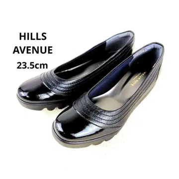 미사용급 HILLS AVENUE 웨이브 밑창 웨지솔 에나멜 블랙