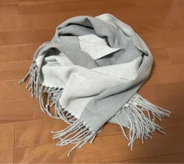 캐시미어 터치 스톨 머플러 그레이 화이트 바이컬러 배색