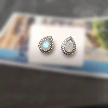 비쥬맘 Bijumam 레인보우 문스톤 드롭 물방울 귀걸이