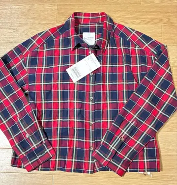 [ 미사용 ] Ray BEAMS 레이빔즈 체크 셔츠 긴팔 레드 네이비