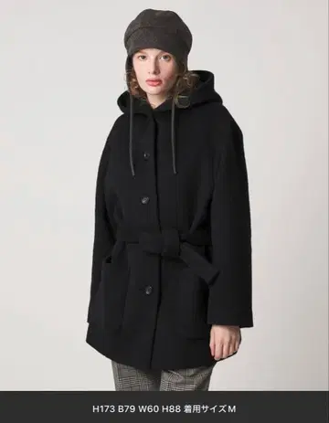 스티븐 앨런 샤기 후드 코트 블랙 M