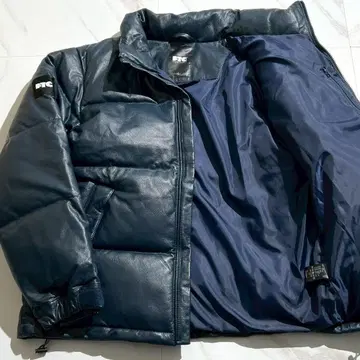 컨디션 최상 FTC 카프 레더 다운 자켓 600FP 로고 패치 네이비