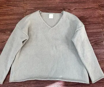 evam eva vie 그레이 V넥 스웨터