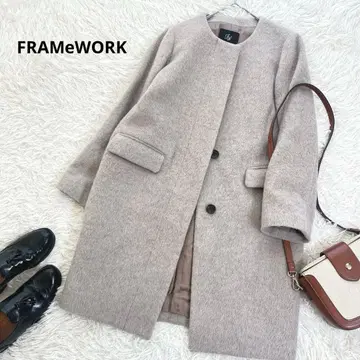 프레임워크 모헤어 울 노카라 코쿤 롱 코트 모카