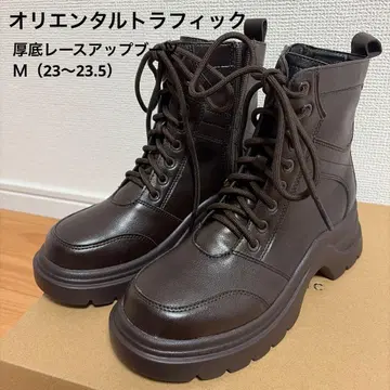ORiental TRaffic 통굽 레이스업 부츠 브라운 M 사이즈