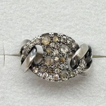 Hum ete 실버 x 브라운 다이아 반지