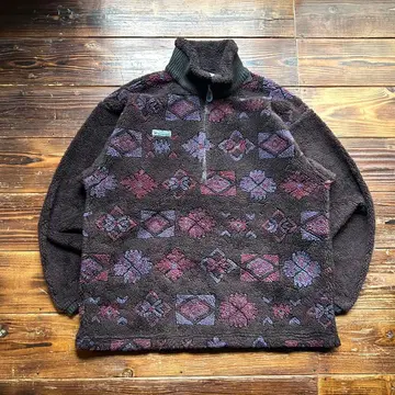 90s USA 컬럼비아 하프 지퍼 플리스 자켓 올 패턴