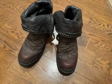 KMRii 브라운 가죽 캐주얼 부츠 지퍼 포함