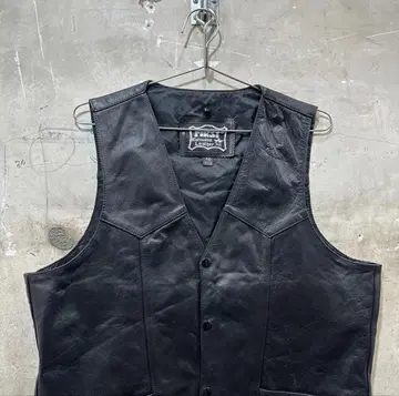 US 구제 의류 FIRST 가죽 베스트 천연 가죽 웨스턴 아메리칸 블랙