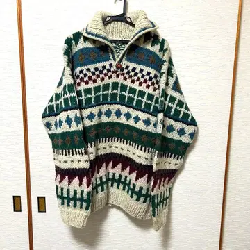 에콰도르 구제 의류 네이티브 니트 가디건