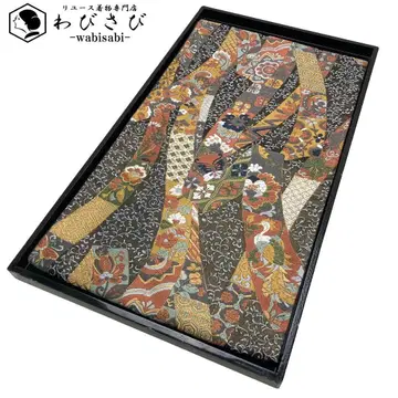 후쿠로 오비 당조 노시와 꽃 무늬 금실 O-5946