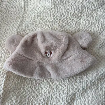 미키마우스 귀 달린 복슬복슬 버킷햇 베이지