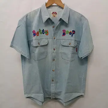 Betty Boop 베티 90s 자수 데님 셔츠 M