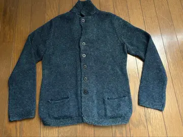 45rpm 여성용 인디고 버튼 니트 자켓