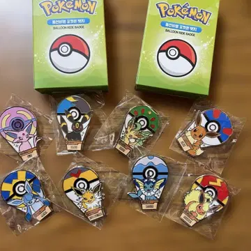 한국 한정판 롯데월드 포켓몬 벌룬 핀 배지 레어 8개 세트