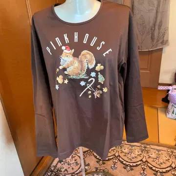 PINKHOUSE 리스 프린트 긴팔 T셔츠