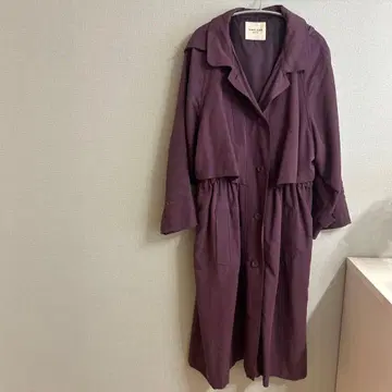 퍼플 트렌치코트 얇은 소재 롱 코트