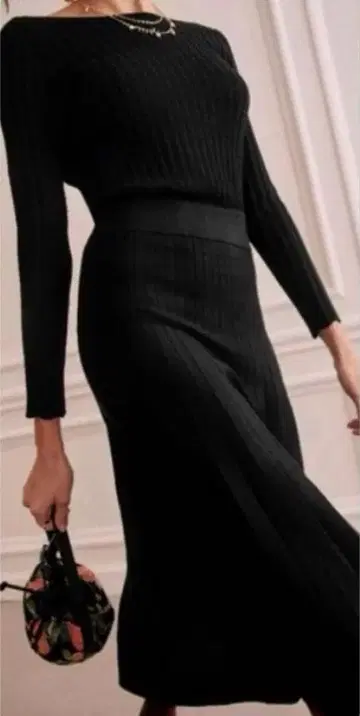 세잔느 sezane 리브 니트 백 오픈 긴팔 원피스