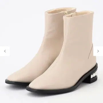 새상품 쿠미쿄쿠 펄힐 미들 부츠 아이보리 화이트