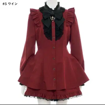 Secret Honey 액세서리 리본 레이스 프릴 셋업 와인