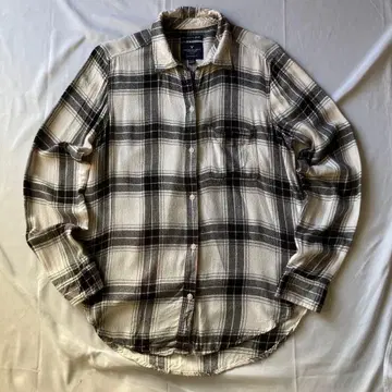 00s 아메리칸 이글 체크 플란넬 셔츠 화이트 그런지 Y2K